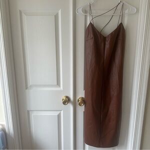 Brown Spaghetti Strap Slip Dress for Cocktail